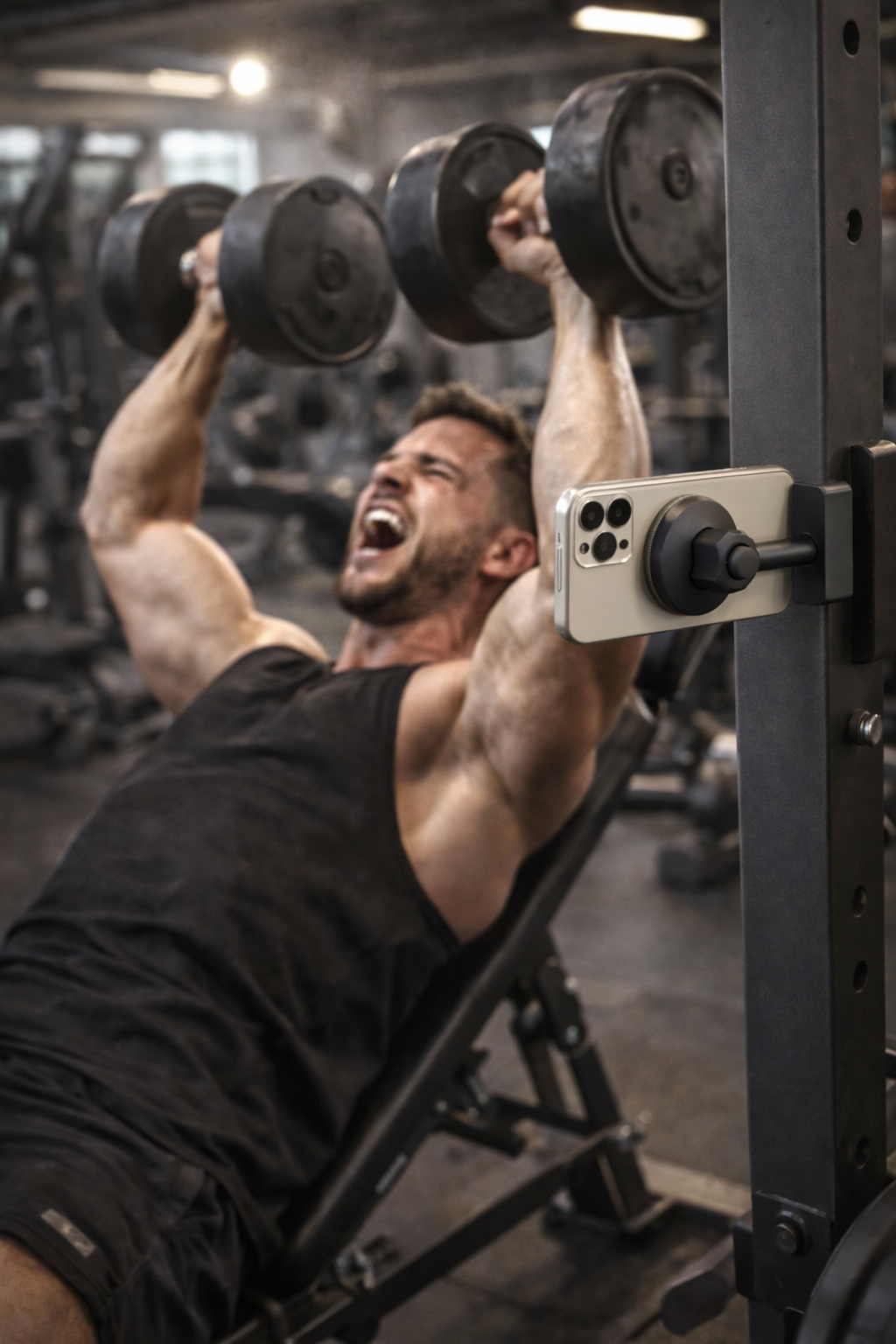 Magnetic Gym Phone Holder – Hands-Free Filming, Timers & Workout Recording