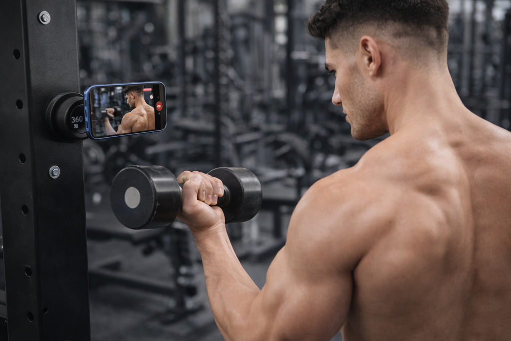 360° Magnetic Phone Holder for Gym – Strong Grip, No Drops, Hands-Free Training